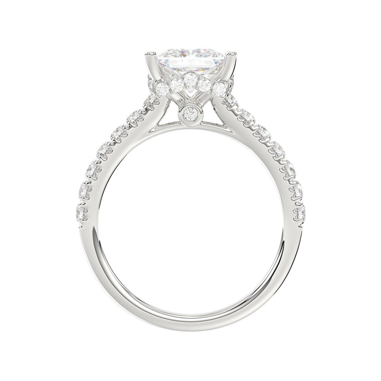 LADIES RING 2 1/2CT ROUND/PRINCESS DIAMOND 14K WHITE GOLD (CENTER STONE PRINCESS DIAMOND 2CT )
