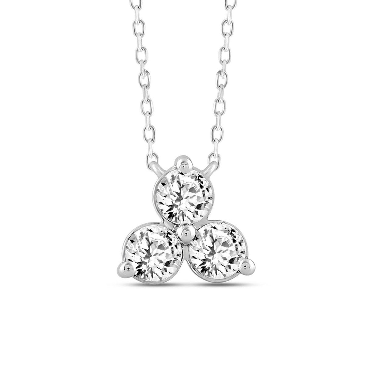 LADIES NECKLACE 1CT ROUND DIAMOND 14K WHITE GOLD WITH CHAIN