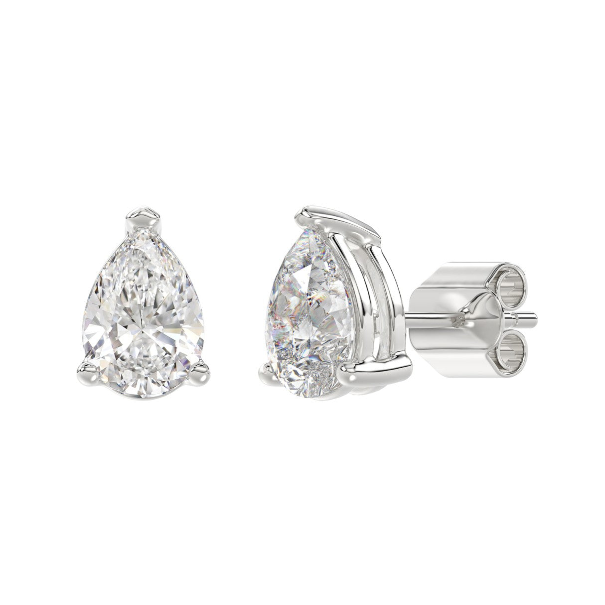 LADIES SOLITAIRE EARRINGS 4.00CT PEAR DIAMOND 14K WHITE GOLD