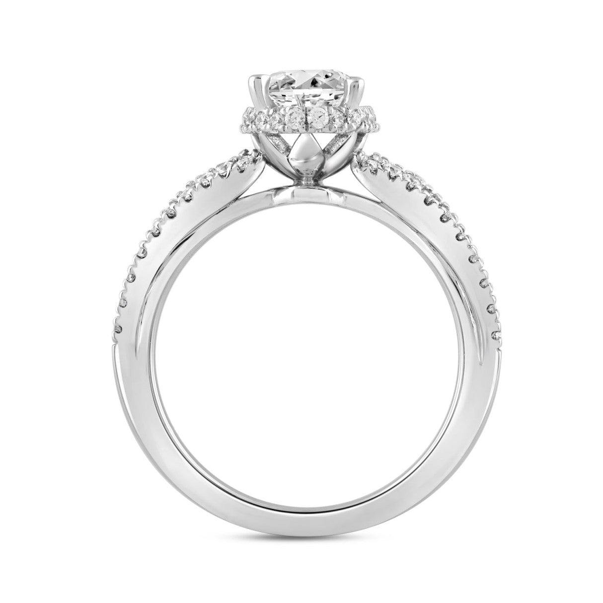 LADIES RING 2 1/2CT ROUND/BAGUETTE/OVAL DIAMOND 14K WHITE GOLD (CENTER STONE OVAL DIAMOND 3.00CT)