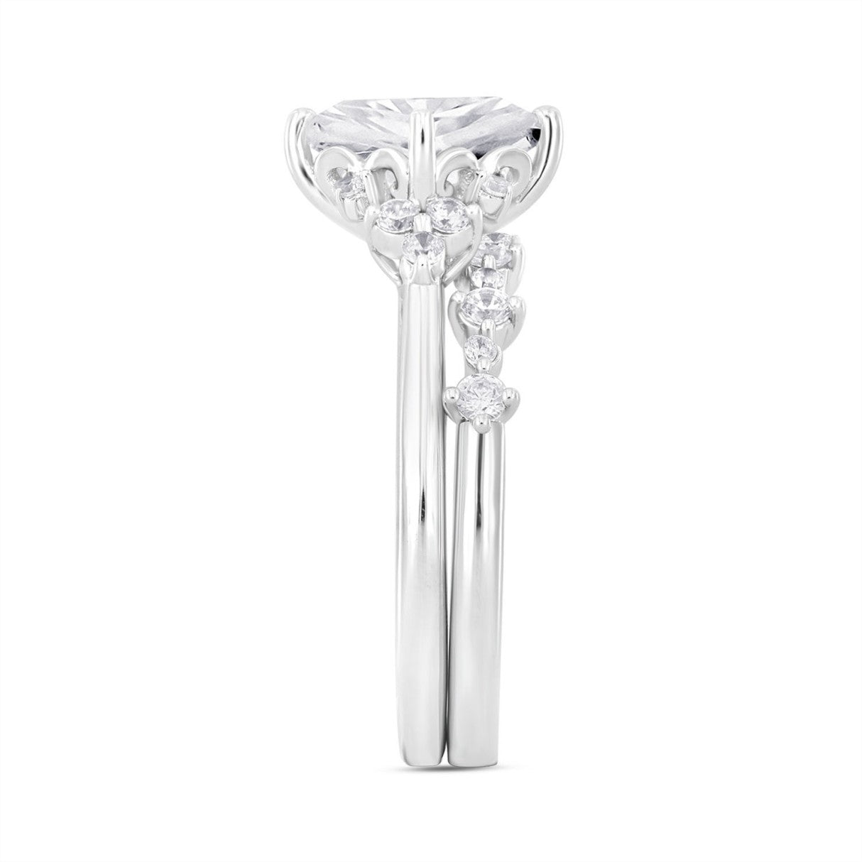 14K WHITE GOLD 1 1/2CT ROUND DIAMOND LADIES BRIDAL SET (CENTER STONE PRINCESS DIAMOND 1CT)
