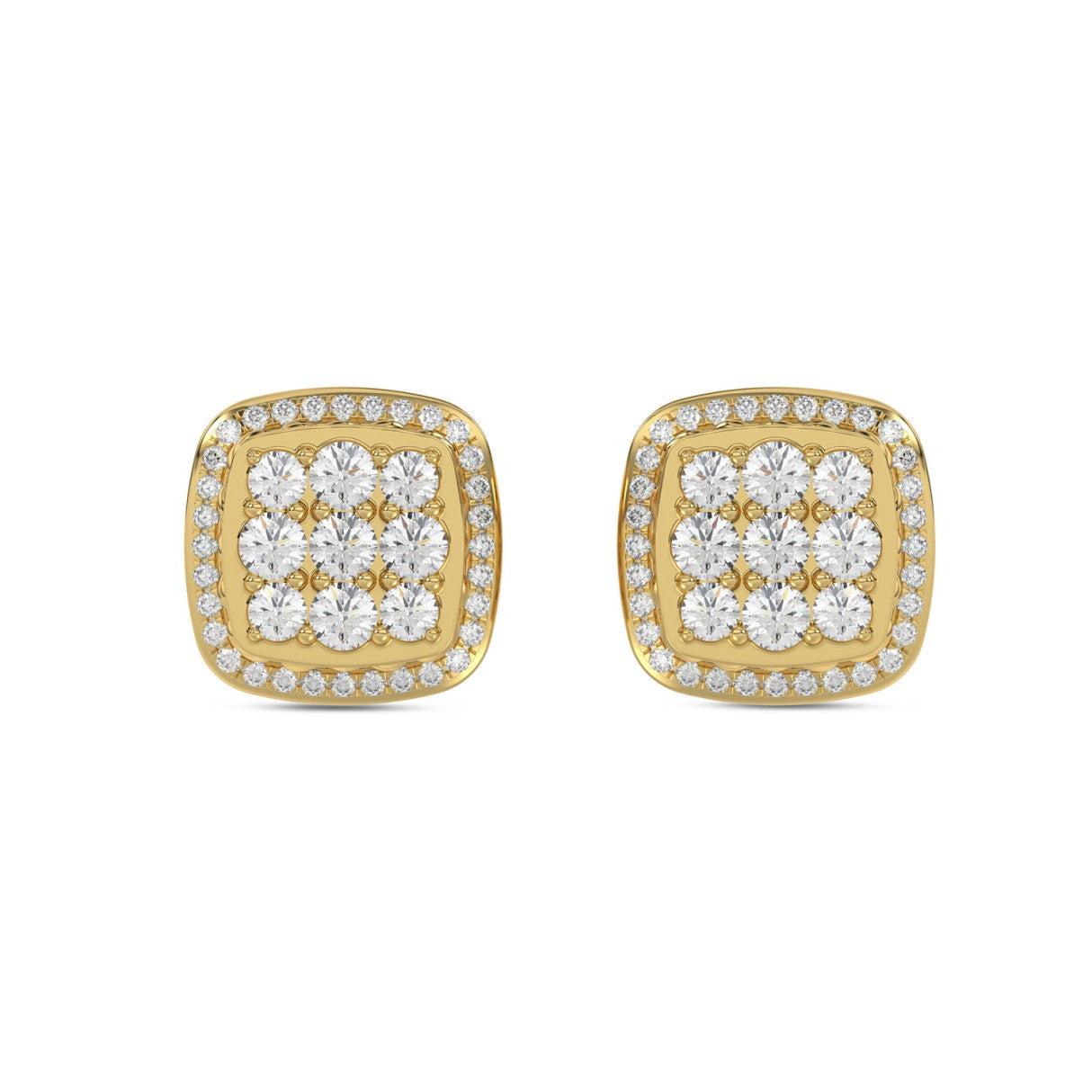 10K YELLOW GOLD 3/4CT ROUND DIAMOND LADIES EARRINGS