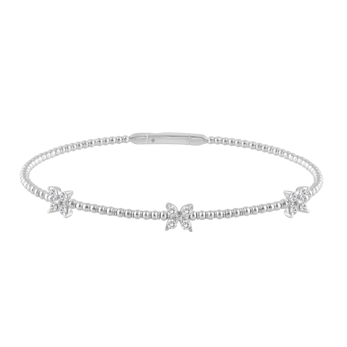 9K WHITE GOLD 1/3CT ROUND DIAMOND LADIES BANGLE