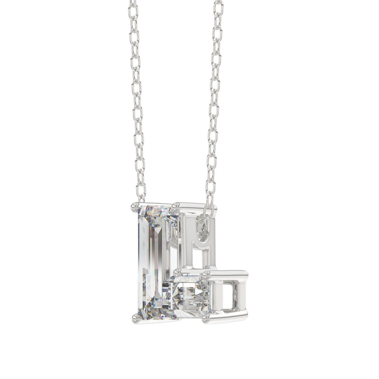 10K WHITE GOLD 1 1/3CT FANCY CUT ALPHABET DIAMOND LADIES PENDANT WITH CHAIN