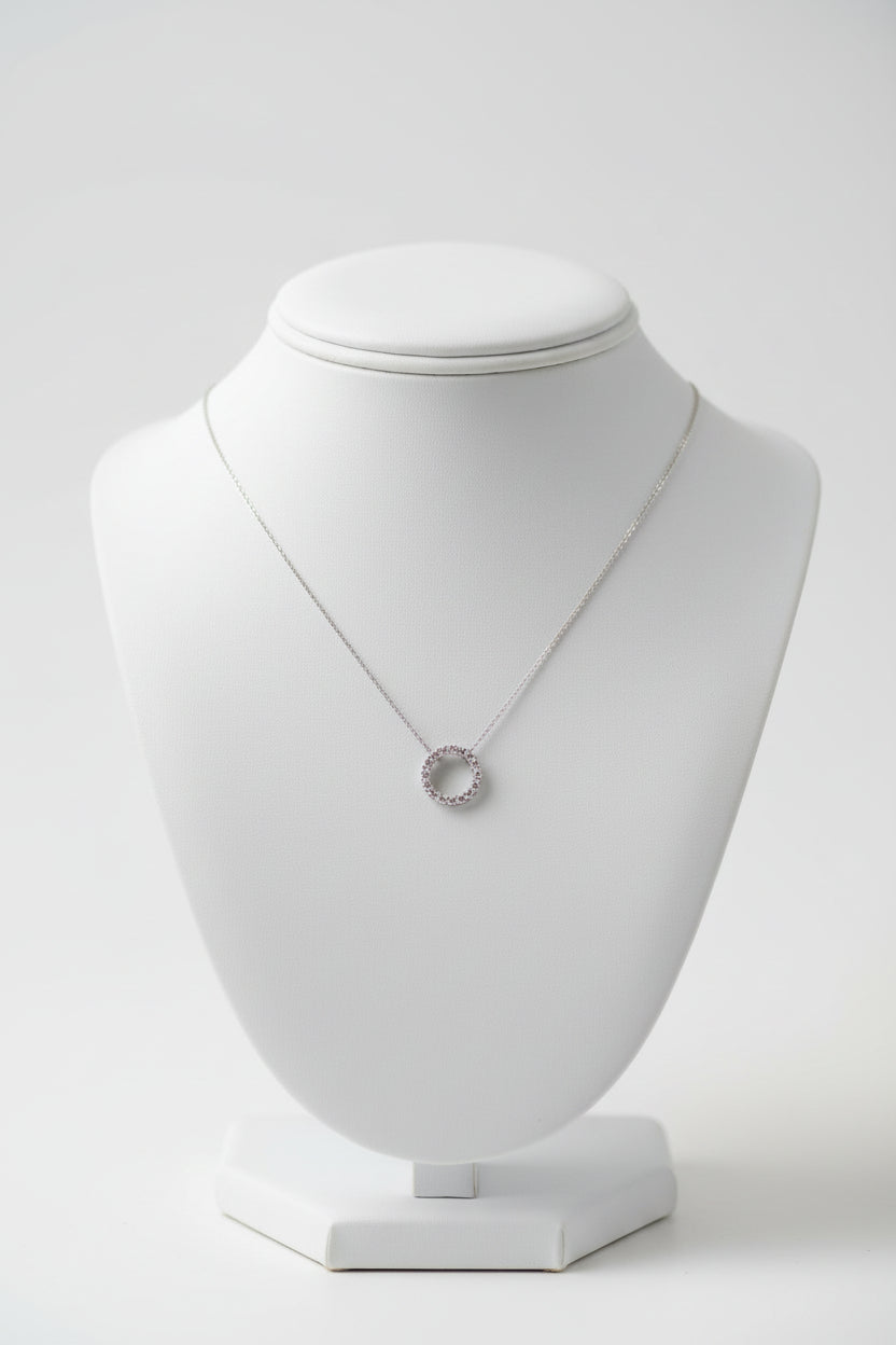 14k White Gold LAB Eternity/Pink DIAMOND 0.28CTW Necklace