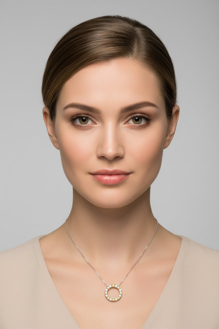 14k White Gold LAB Eternity/ Yellow DIAMOND 0.28CTW Necklace