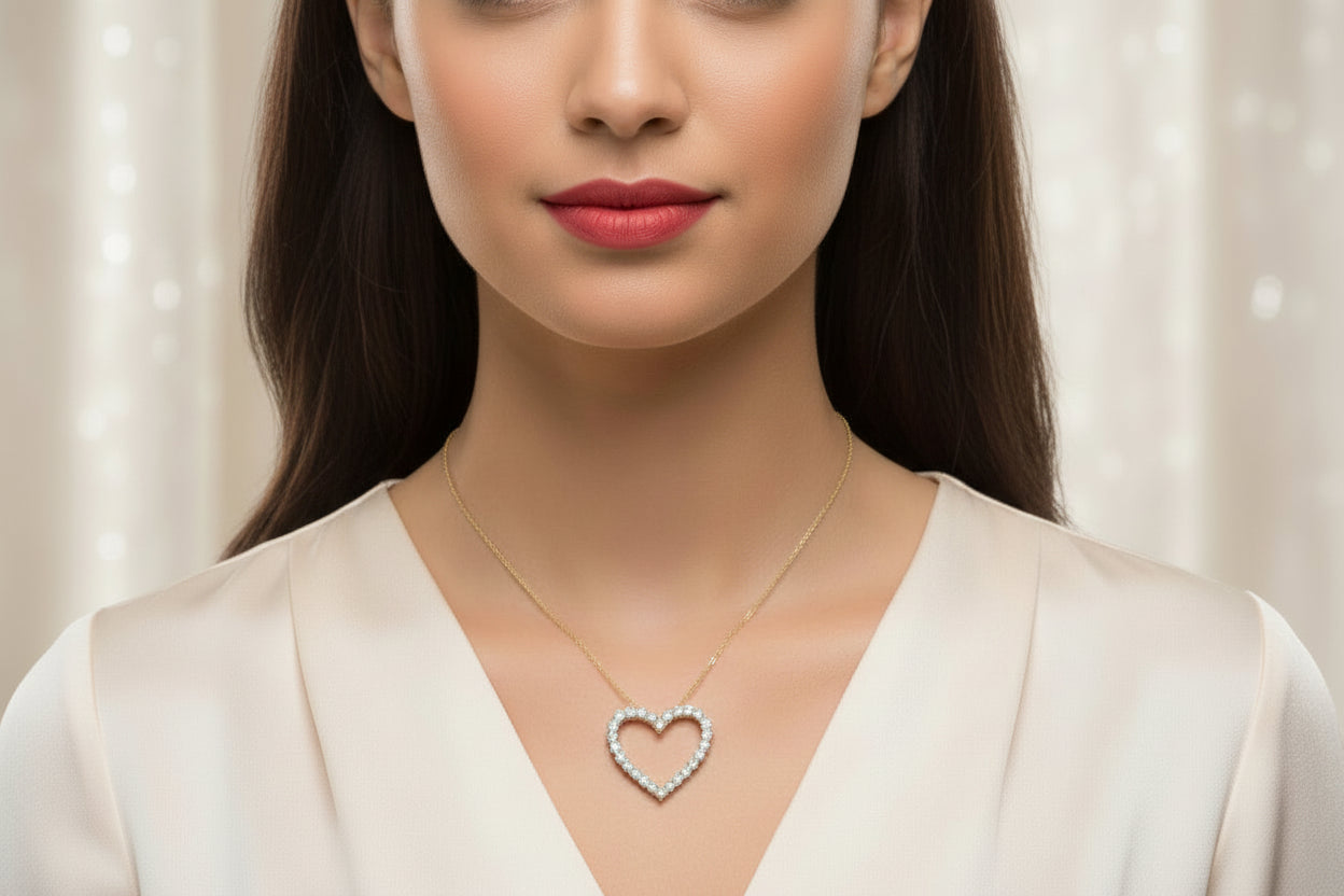 14k Yellow Gold LAB Heart DIAMOND 1.00CTW Necklace