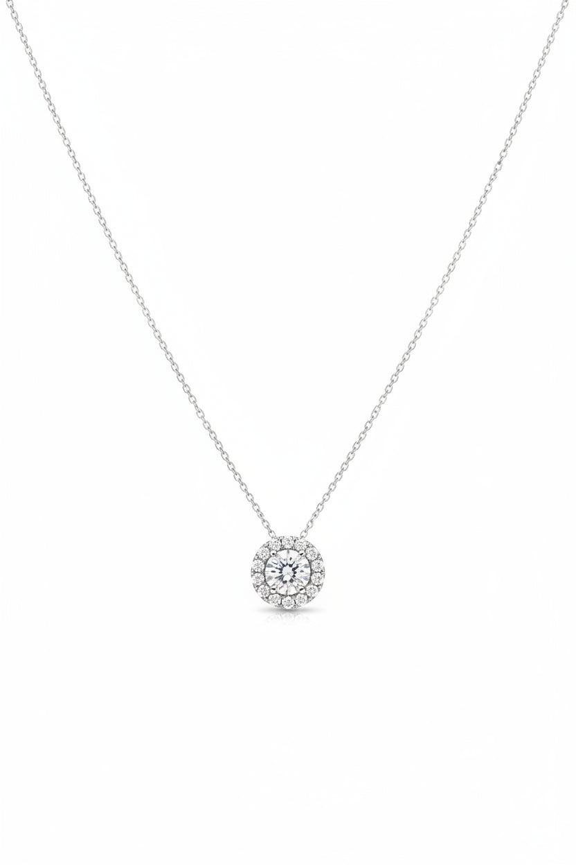 14k White Gold LAB Round DIAMOND 1.25CTW Necklace