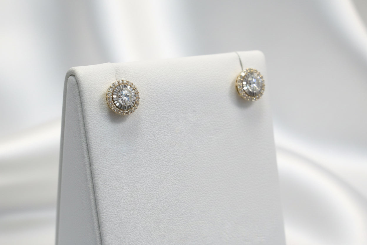 10k Yellow Gold Round DIAMOND 0.30CTW Cluster Earings