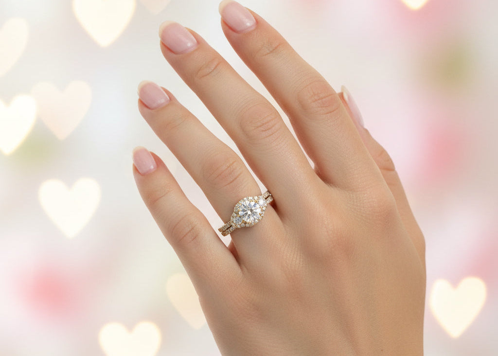 14k Yellow Gold Round DIAMOND 1.30CTW Bridal Set