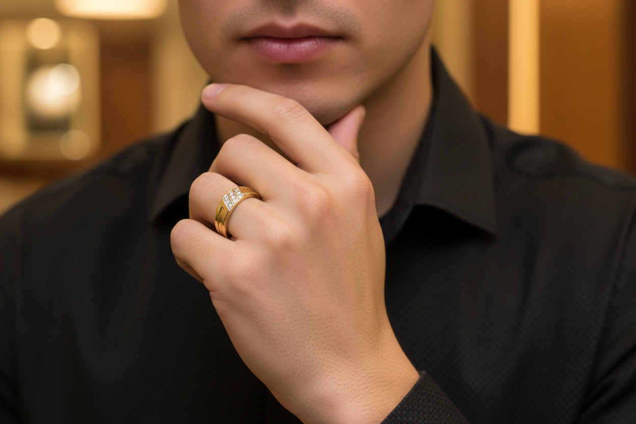 10k Yellow Gold Emerald Cluster His & Hers DIAMOND 0.33CTW Bridal Set