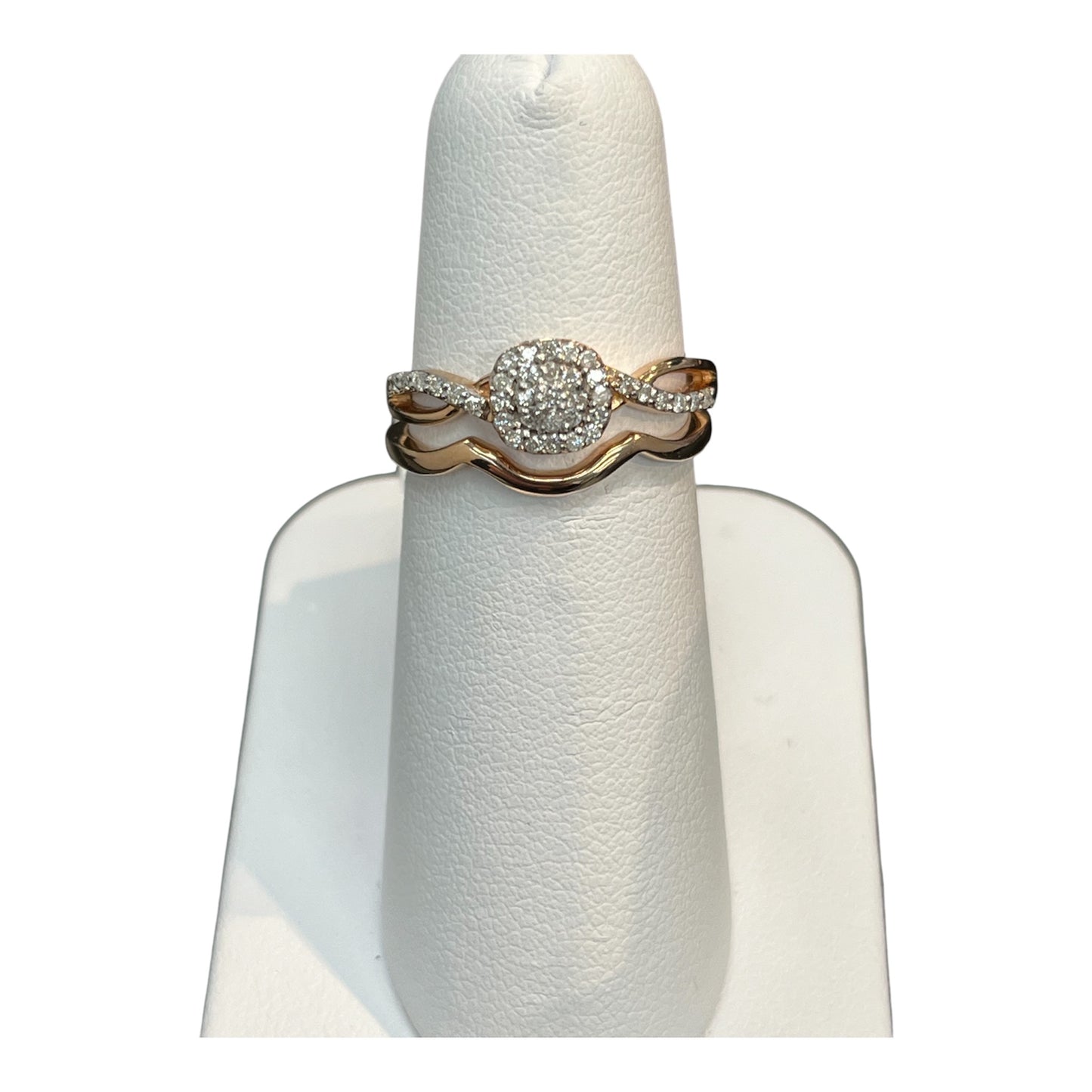 10k Rose Gold Cushion Cut DIAMOND 0.30CTW Bridal Set