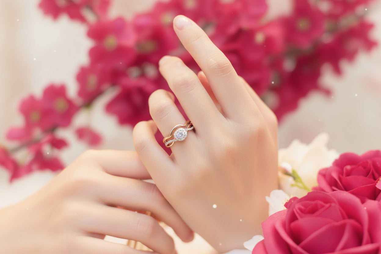10k Rose Gold Cushion Cut DIAMOND 0.30CTW Bridal Set