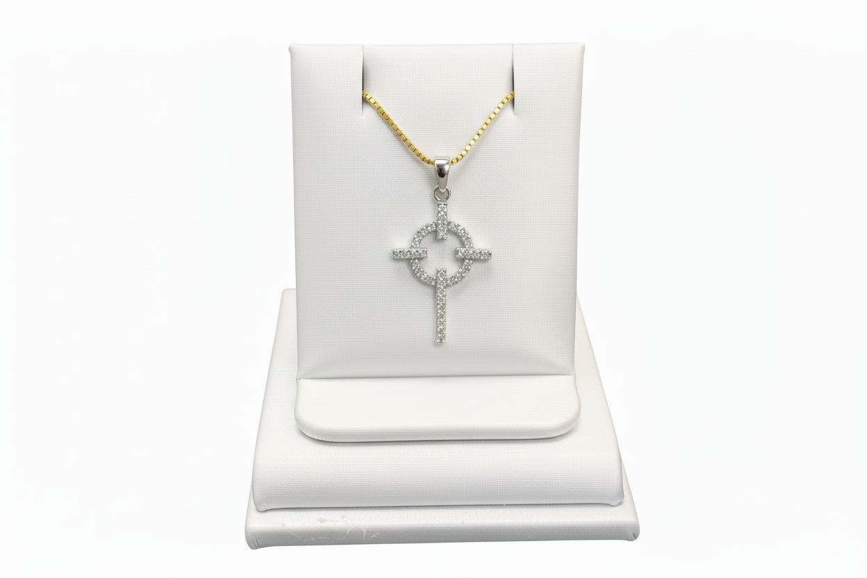 10k Yellow Gold Celtic Cross DIAMOND 0.30CTW Necklace
