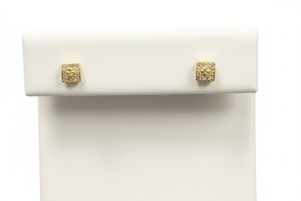 10k Yellow Gold Square DIAMOND 0.05CTW Earings