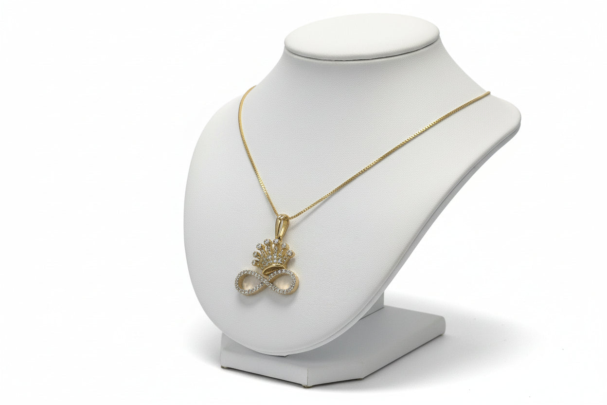 10k Yellow Gold Infinity/Crown DIAMOND 0.25CTW Necklace