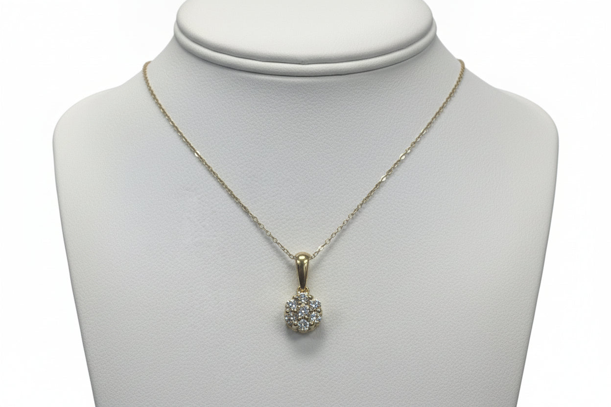 10k Yellow Gold Flower DIAMOND 1.00CTW Necklace