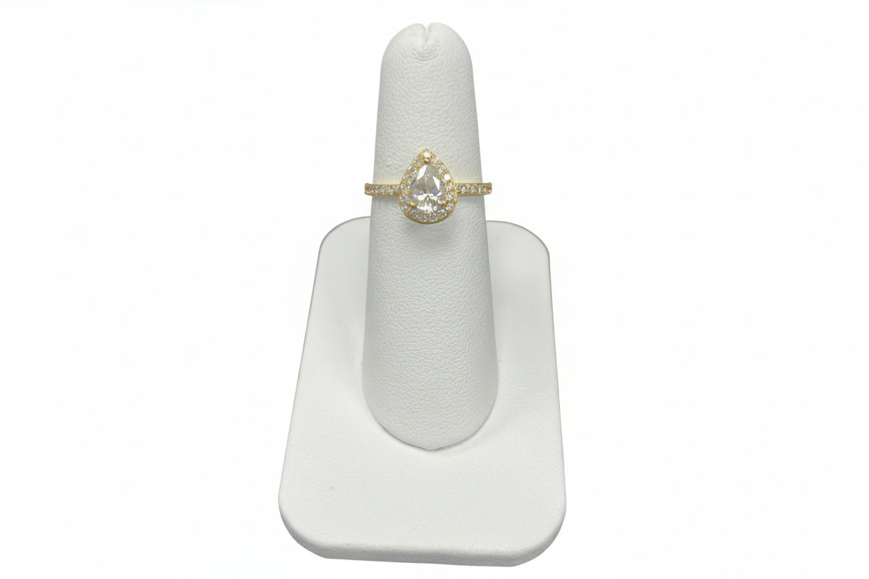 14k Yellow Gold Pear Moissanite 1.00CTW Ring