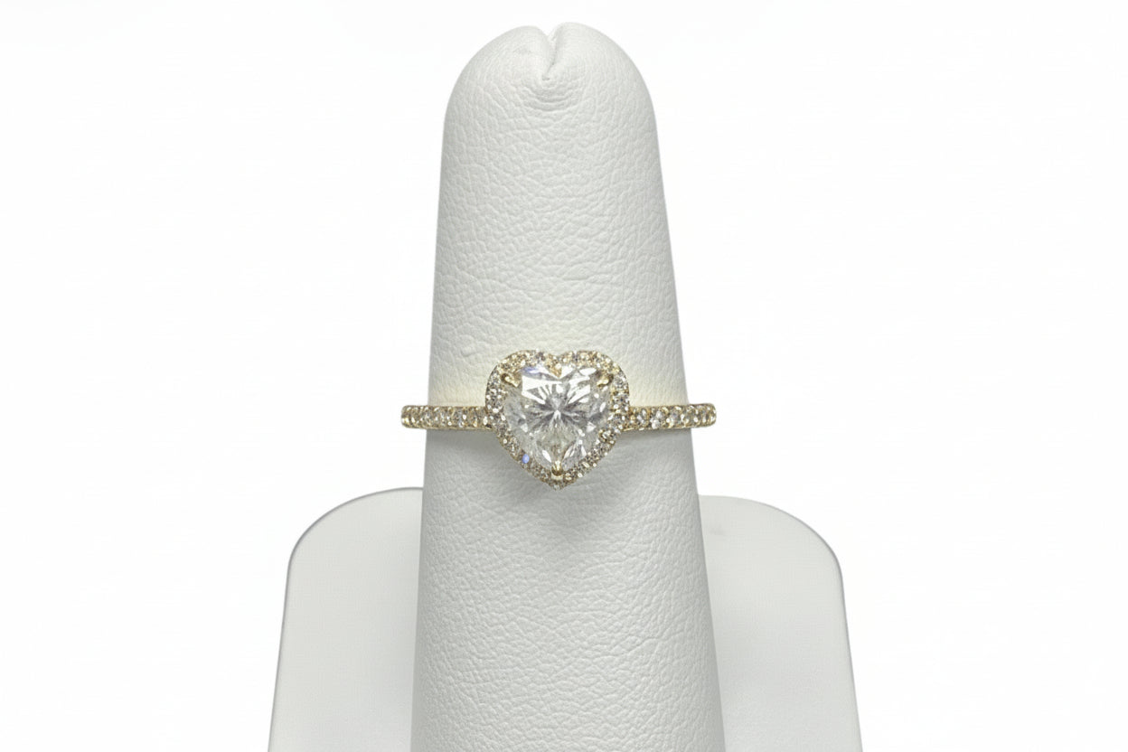 14k Yellow Gold Heart Moissanite 1.53CTW Ring