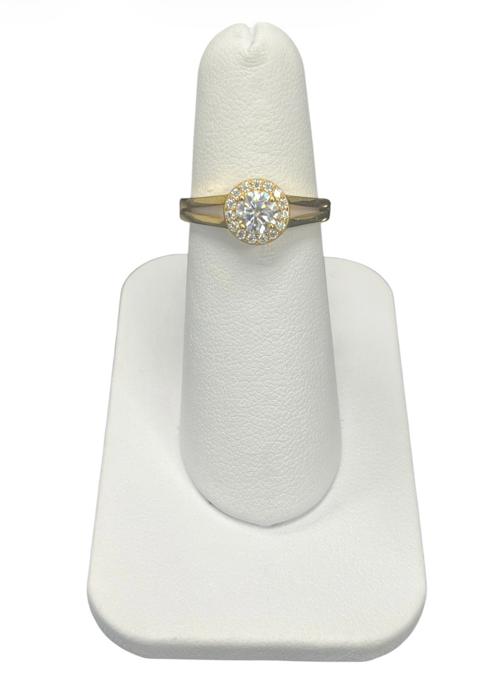 14k Yellow Gold Round Moissanite 0.75CTW Ring