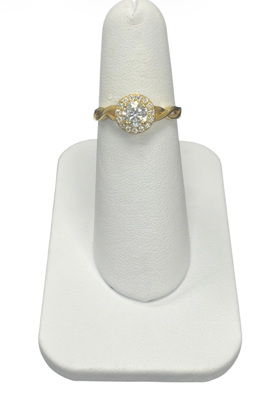 14k Yellow Gold Round Twist Moissanite 0.75CTW Ring