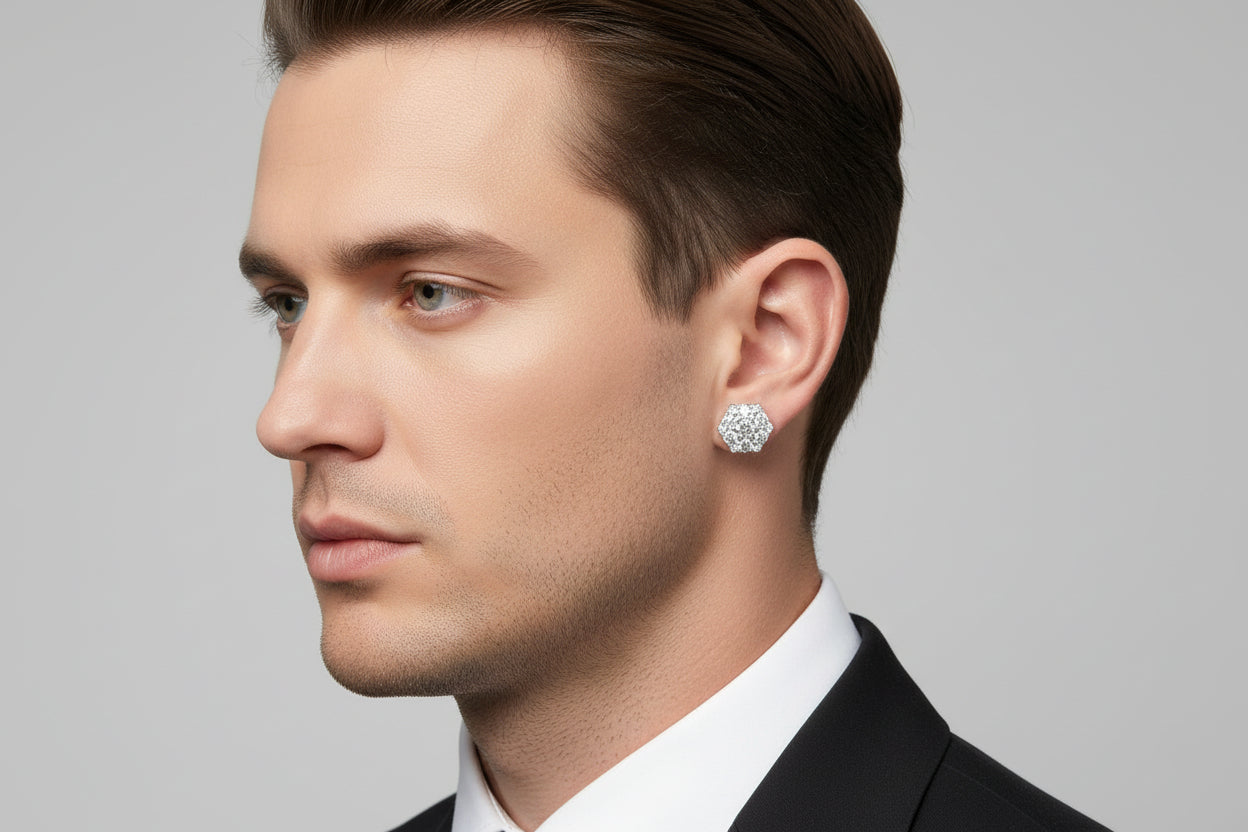 925 Silver Octagon Cluster Moissanite 4.00CTW Earings