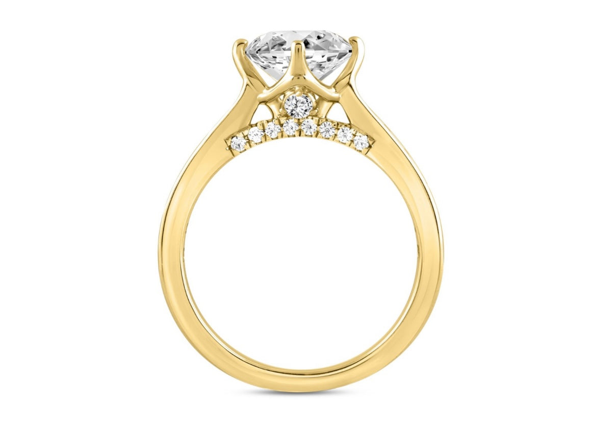 LADIES RING 2 1/2CT ROUND/BAGUETTE DIAMOND 14K YELLOW GOLD (CENTER STONE ROUND DIAMOND 2CT )