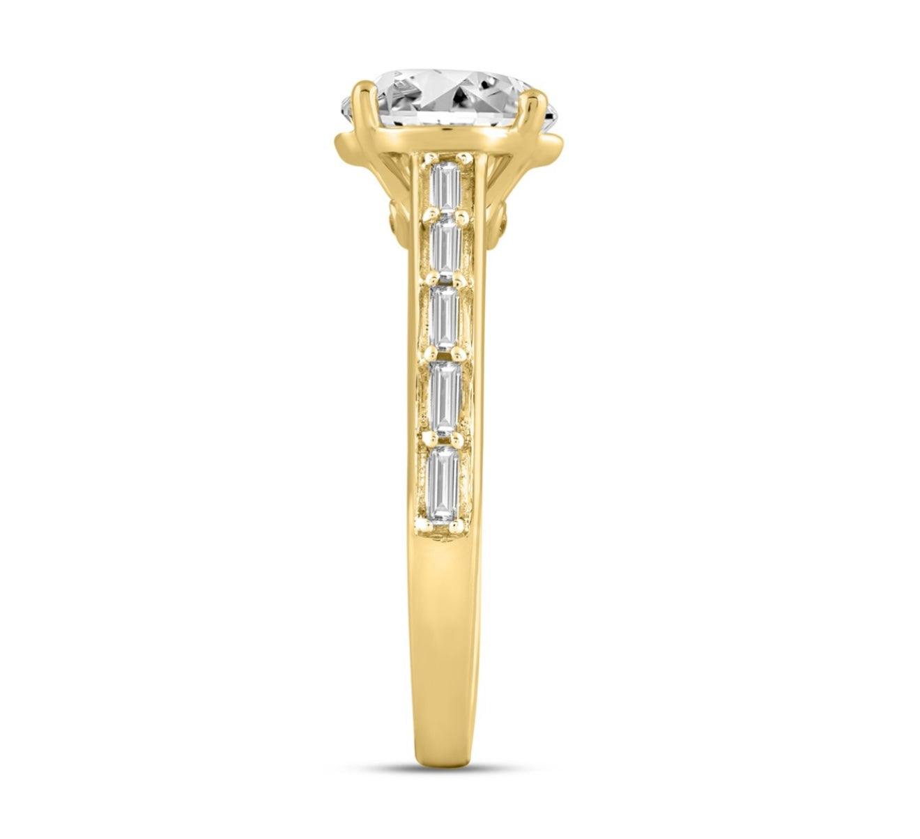 LADIES RING 2 1/4CT ROUND/BAGUETTE DIAMOND 14K WHITE GOLD (CENTER STONE ROUND DIAMOND 2CT )