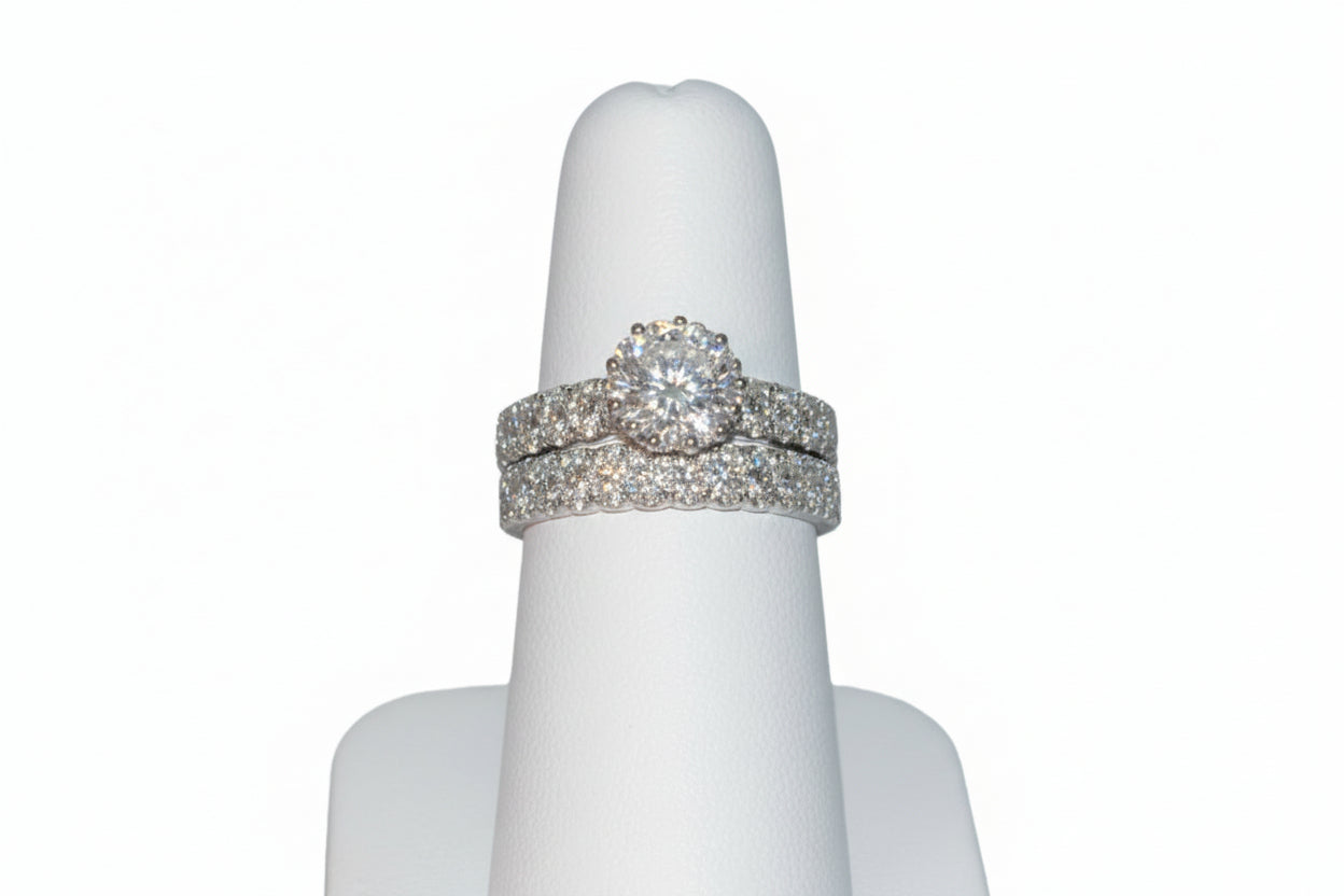 925 Silver Flower Ring Set cz