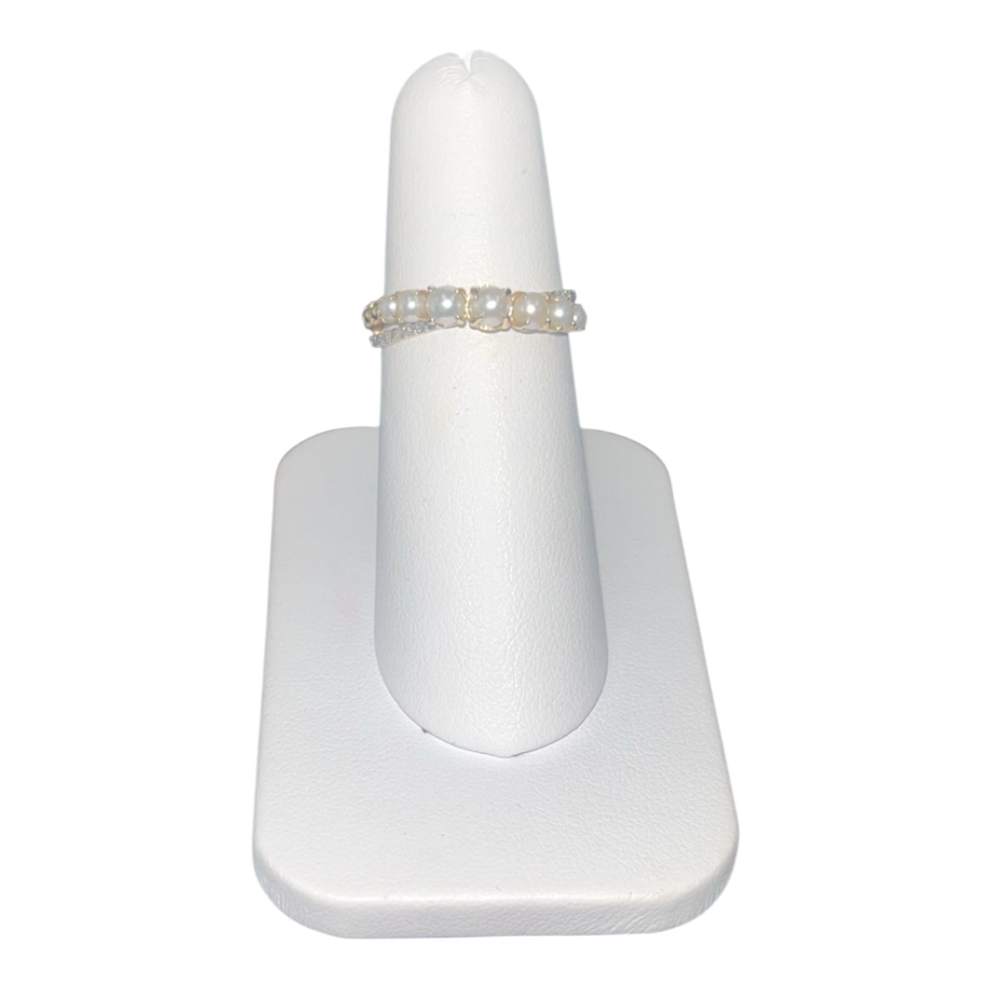 10k Yellow Gold Pearl /Twist DIAMOND 0.10CTWBirthstone Ring