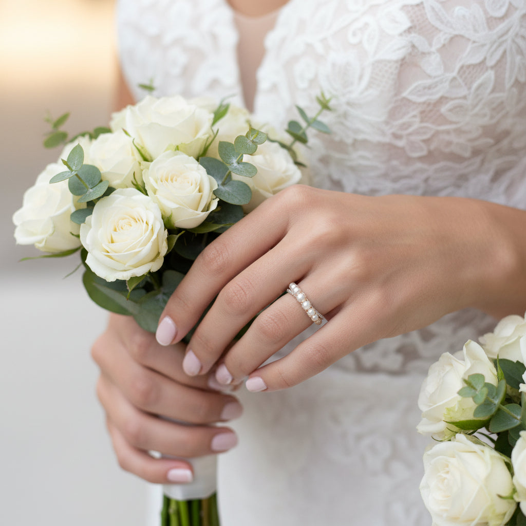 10k Yellow Gold Pearl /Twist DIAMOND 0.10CTWBirthstone Ring