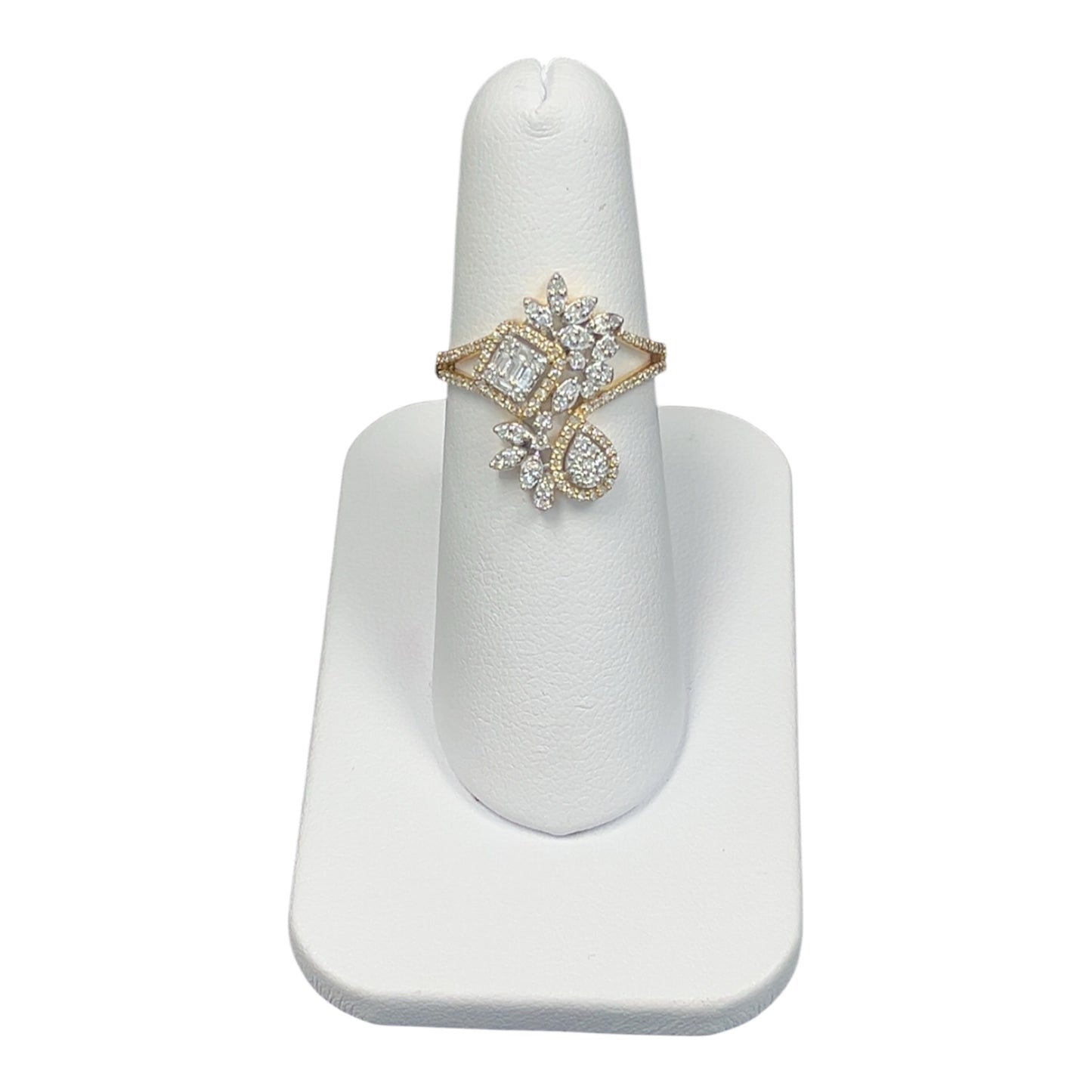 10k Yellow Gold Multiple DIAMOND Shape Cluster DIAMOND 0.48CTW Ring