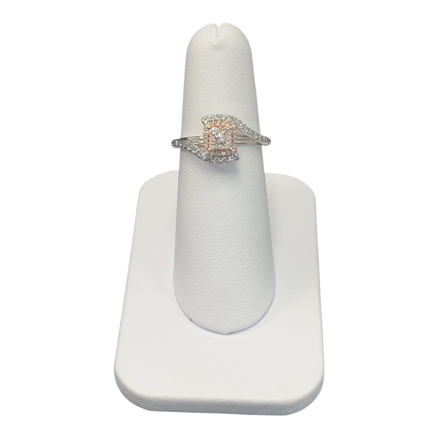 10k White / Rose Gold Princess Cut Twist DIAMOND 0.48CTW Ring