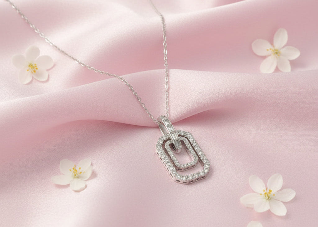 10k White Gold LAB Paper Clip DIAMOND 0.35CTW Necklace