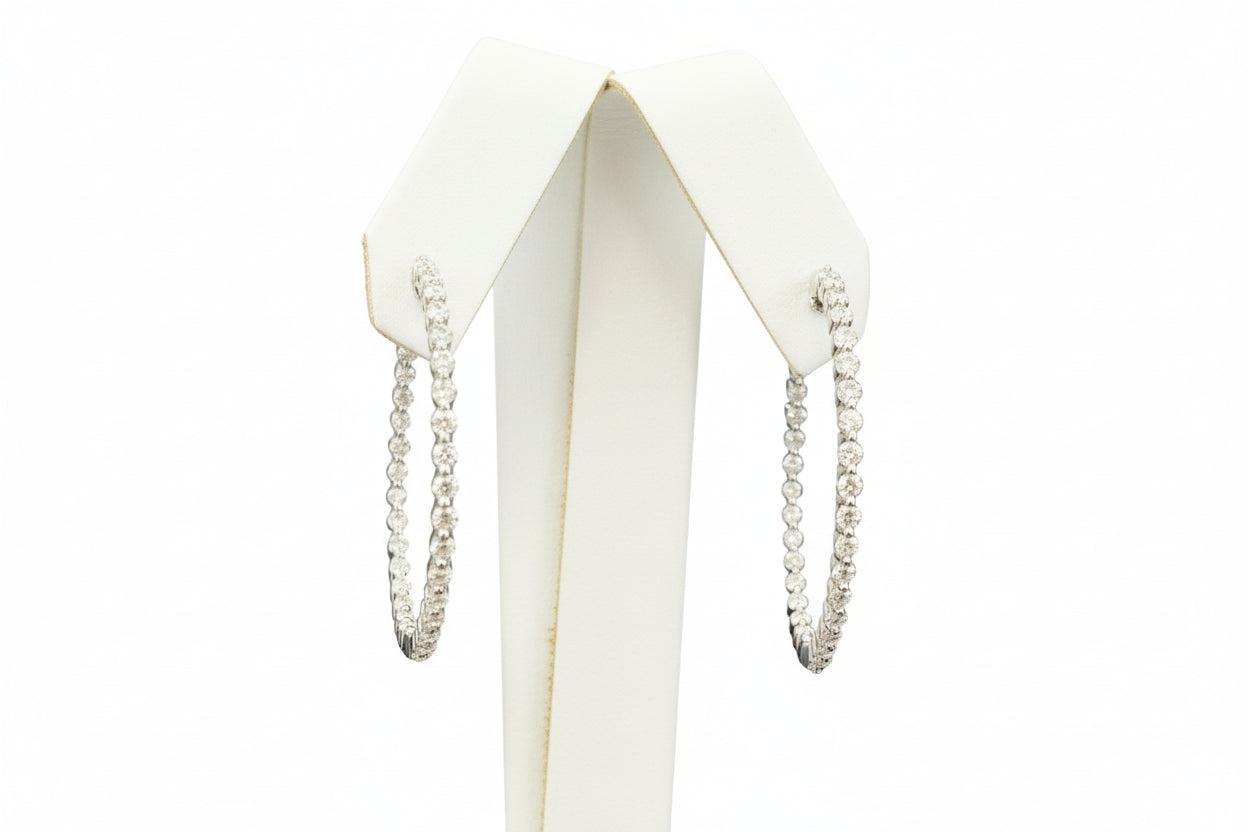 10k White Gold LAB DIAMOND 1.50CTW Hoops