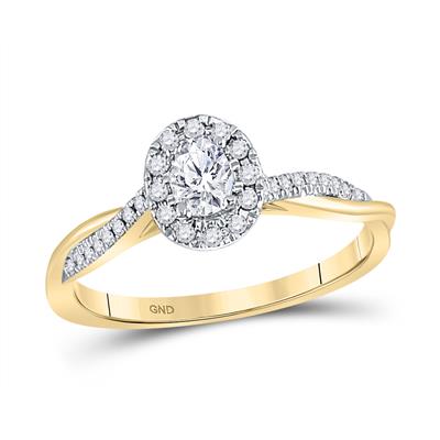 14K WHITE GOLD OVAL DIAMOND SOLITAIRE BRIDAL ENGAGEMENT RING 1/3 CTTW (CERTIFIED)