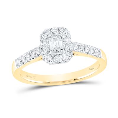 14K WHITE GOLD EMERALD DIAMOND HALO BRIDAL ENGAGEMENT RING 1/2 CTTW (CERTIFIED)