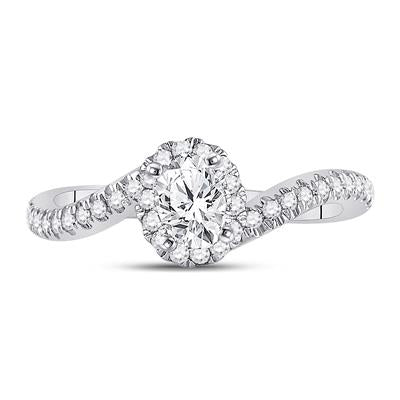 14K WHITE GOLD OVAL DIAMOND HALO BRIDAL ENGAGEMENT RING 3/4 CTTW (CERTIFIED)