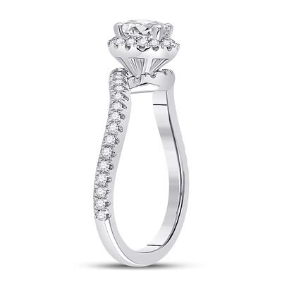 14K WHITE GOLD OVAL DIAMOND HALO BRIDAL ENGAGEMENT RING 3/4 CTTW (CERTIFIED)