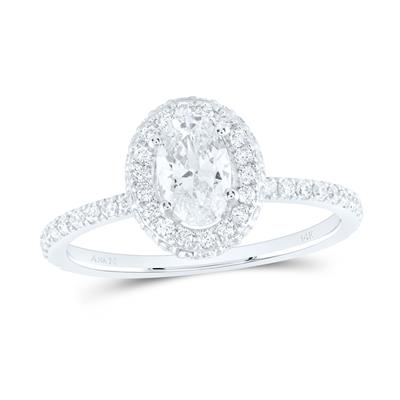 14K YELLOW GOLD OVAL DIAMOND HALO BRIDAL ENGAGEMENT RING 1 CTTW (CERTIFIED)