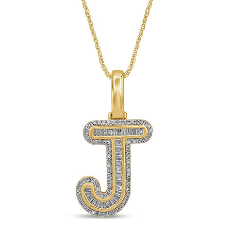 10KT 0.40- 0.46CT D-BAGUETTE INITIAL " J "