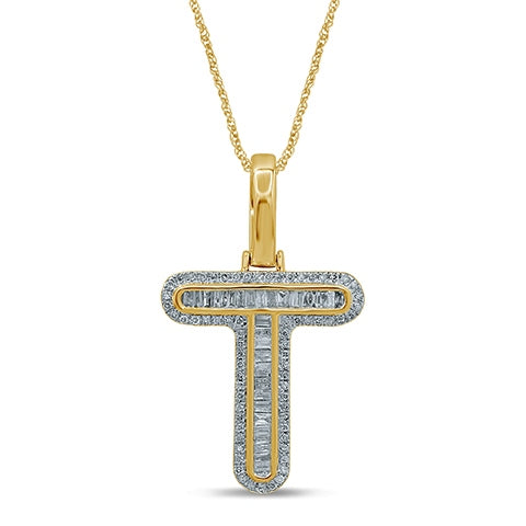10KT 0.35- 0.41 CT D-BAGUETTES INITIAL " T "