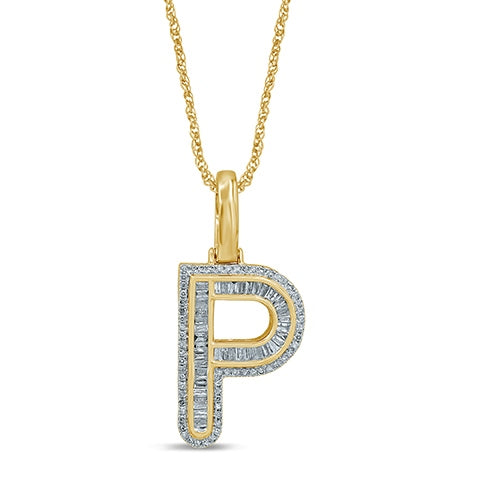 10KT 0.41- 0.49 CT D-BAGUETTES INITIAL " P "