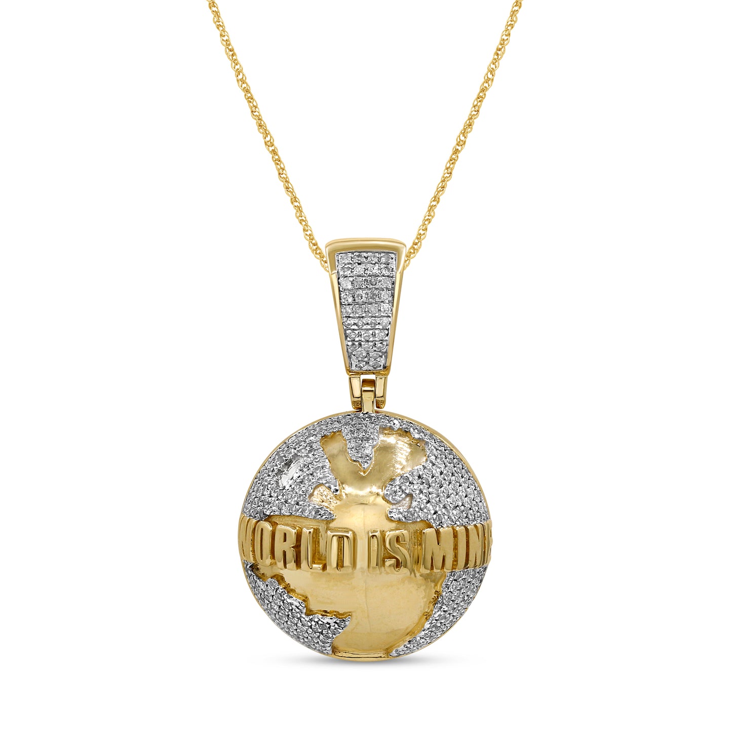 10K 0.35-0.38CT D-GLOBE MAP "WORLD IS MINE"