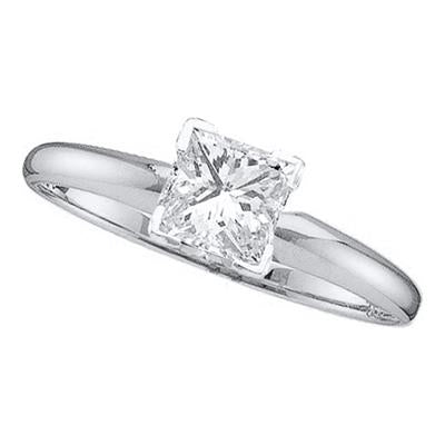 14K WHITE GOLD PRINCESS DIAMOND SOLITAIRE EXCELLENT+ BRIDAL RING 1/5 CTTW