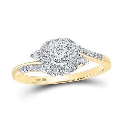 10K WHITE GOLD ROUND DIAMOND SQUARE RING 1/3 CTTW