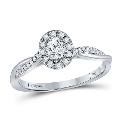 10K YELLOW GOLD OVAL DIAMOND HALO NICOLES DREAM COLLECTION BRIDAL ENGAGEMENT RING 1/3 CTTW