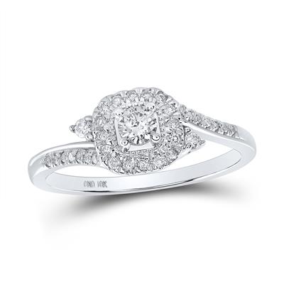 10K WHITE GOLD ROUND DIAMOND SQUARE RING 1/3 CTTW
