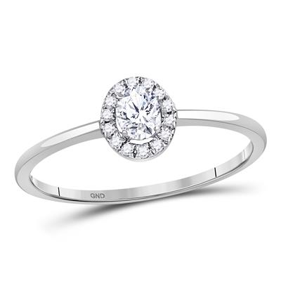 10K WHITE GOLD OVAL DIAMOND HALO BRIDAL ENGAGEMENT RING 1/3 CTTW
