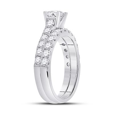 14K WHITE GOLD ROUND DIAMOND BRIDAL WEDDING RING SET 2 CTTW (CERTIFIED)